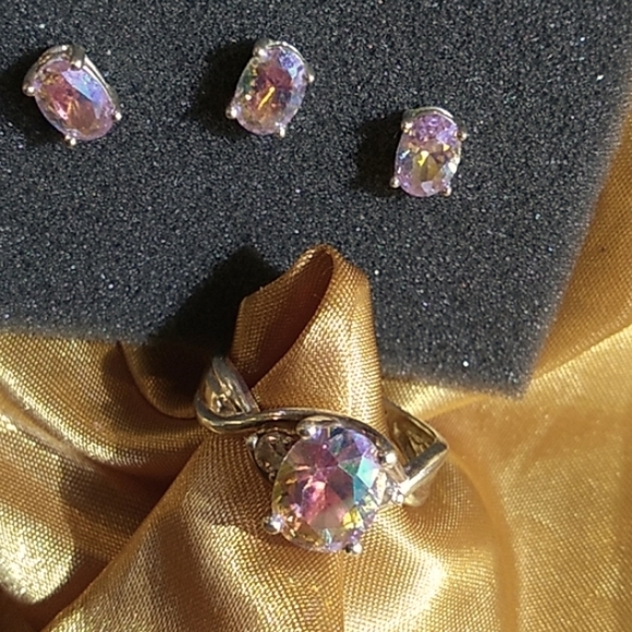 Mystic Pink SS 925 Ring & Earring set - Picture 4 of 4